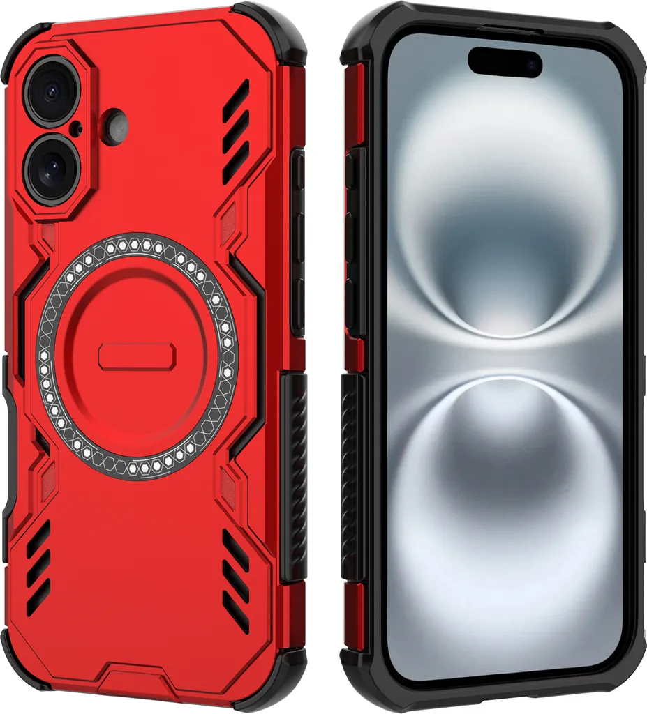 Custodia iPhone 16 Robusta Rossa: Magnetica, Ibrida, Raffreddamento