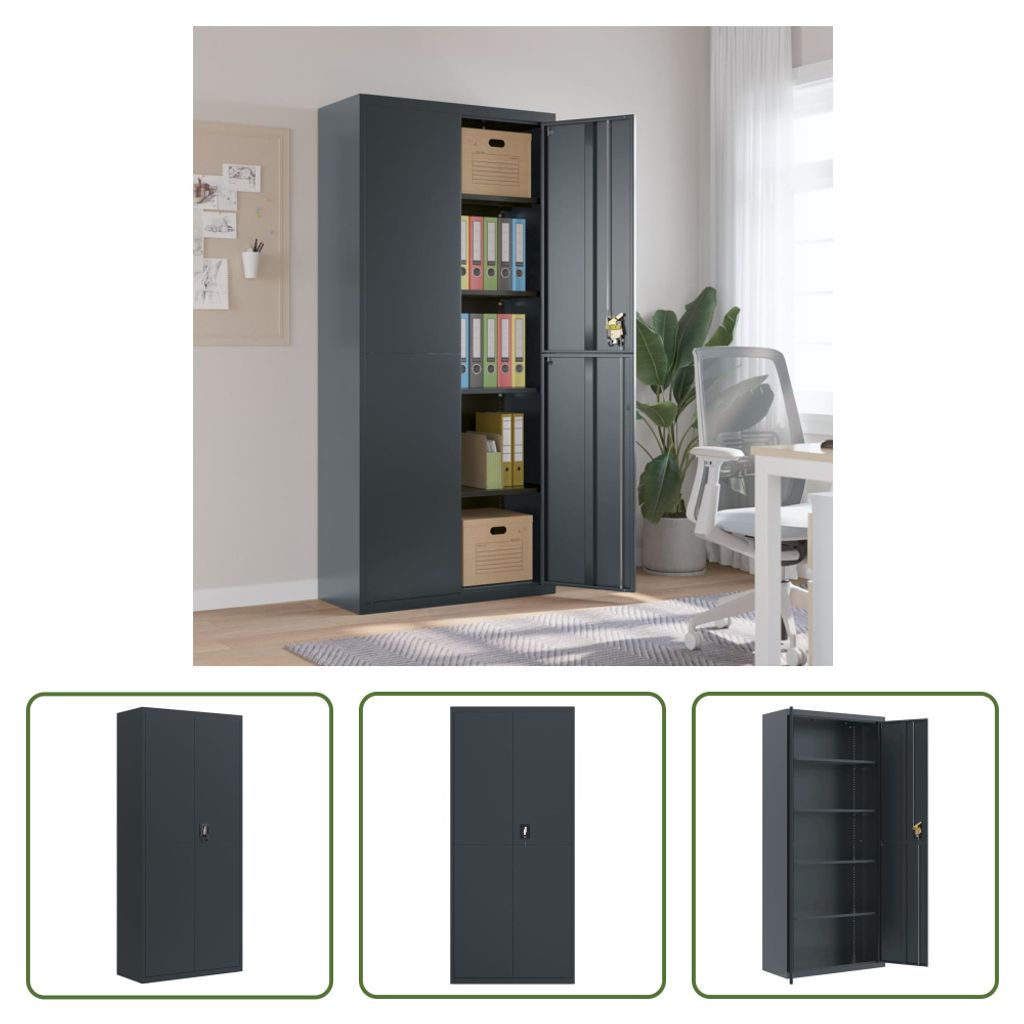 The Living Store Aktenschrank Anthrazit 90x40x200 cm Stahl