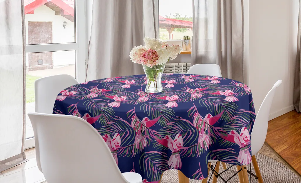 ABAKUHAUS Tovaglia Giapponese Con Fiori Di Ciliegio - Modello Sakura, 140x240 Cm, Resistente Alle Macchie, Blu Rosa Chiaro - 3