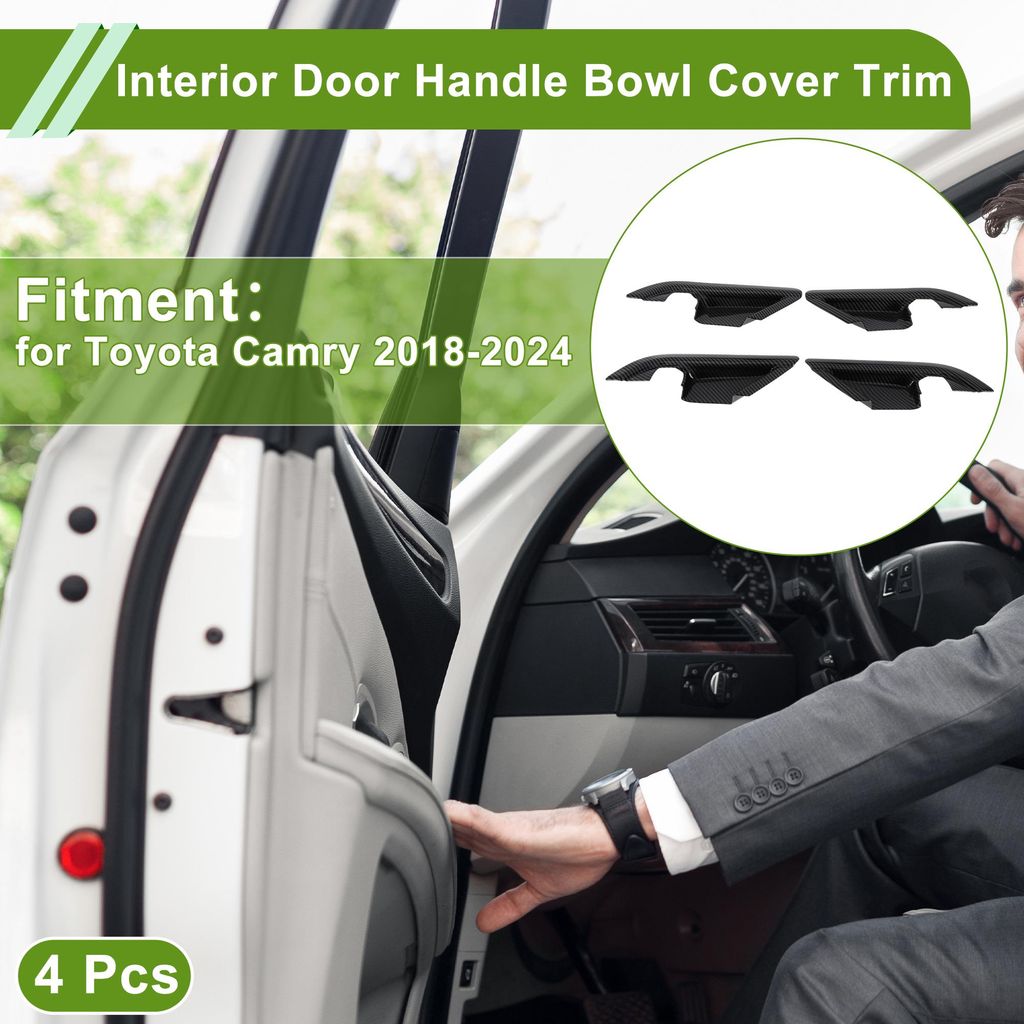 Innen Türgriffschalenabdeckung Dekorrahmen Für Toyota Camry 2018-2024 Innen Türgriff Dekoration Rahmen Trim Carbonfaser Schwarz ABS 4 Stk