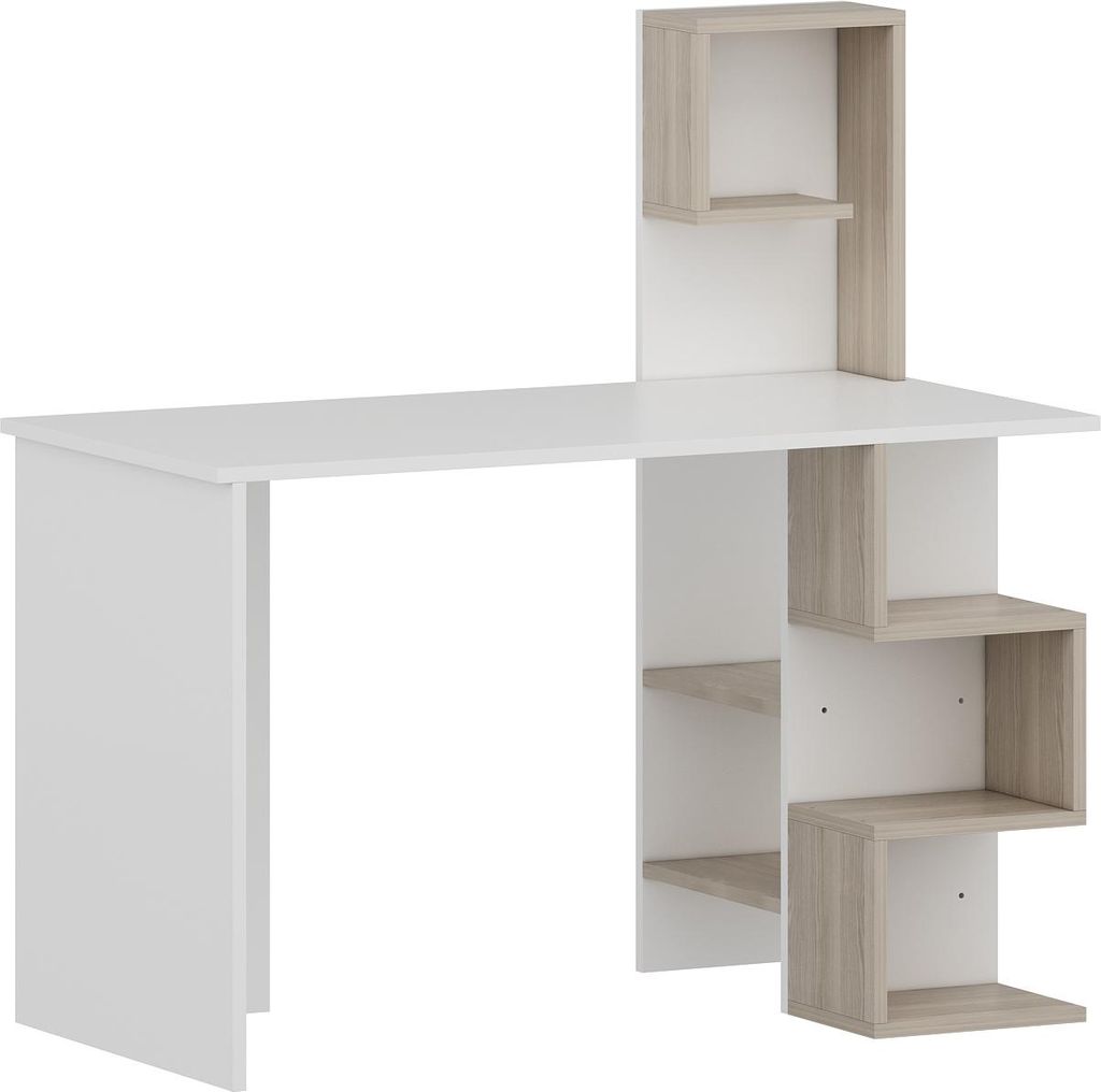 DERONI Schreibtisch - Computertisch - Workstation für Home Office - Kinderzimmer oder Jugendzimmer in modernem Design (Weiß/Avola)
