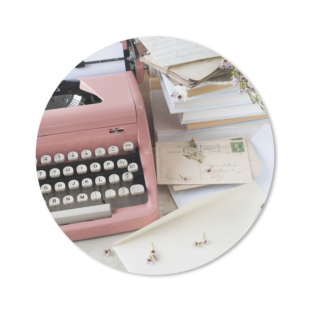 MuchoWow Mauspad Mousepad Briefe mit einer rosa Schreibmaschine 50x50 cm - Mousepads - Maus Mat - Pad - Mausunterlage - Vinyl