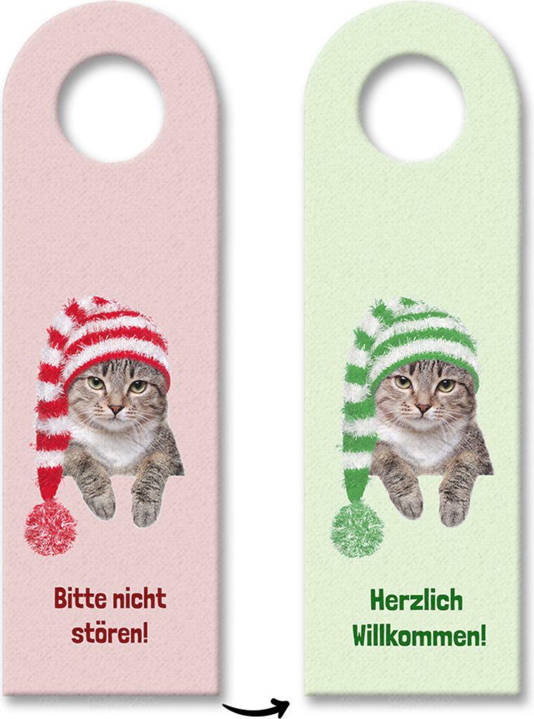 Bitte nicht stören und Herzlich Willkommen Türhänger mit niedlichem Kätzchen