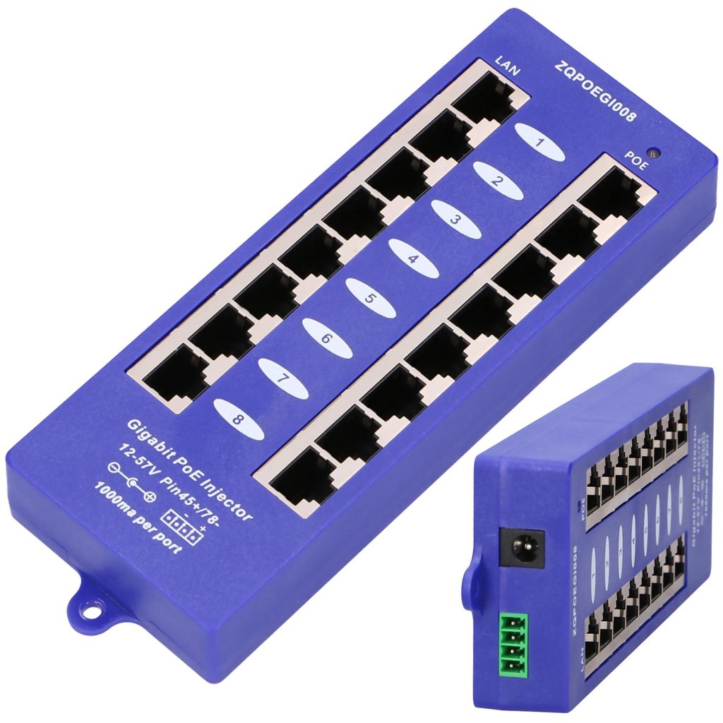 Extralink Gigabit PoE Injector 8x 1000Mb/s RJ45 Mode B 8 Produktbild 