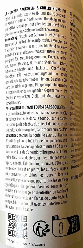 proWin Backofen & Grillreiniger  1 x 500 ml Original Produktbild 