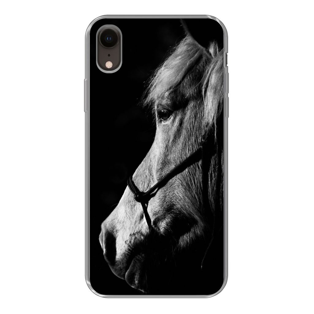 MuchoWow Handyhülle Schutzhülle Hülle für iPhone XR Pferd - Halfter - Leicht Silikon Softcase Handy Hülle - Schutzdeckel