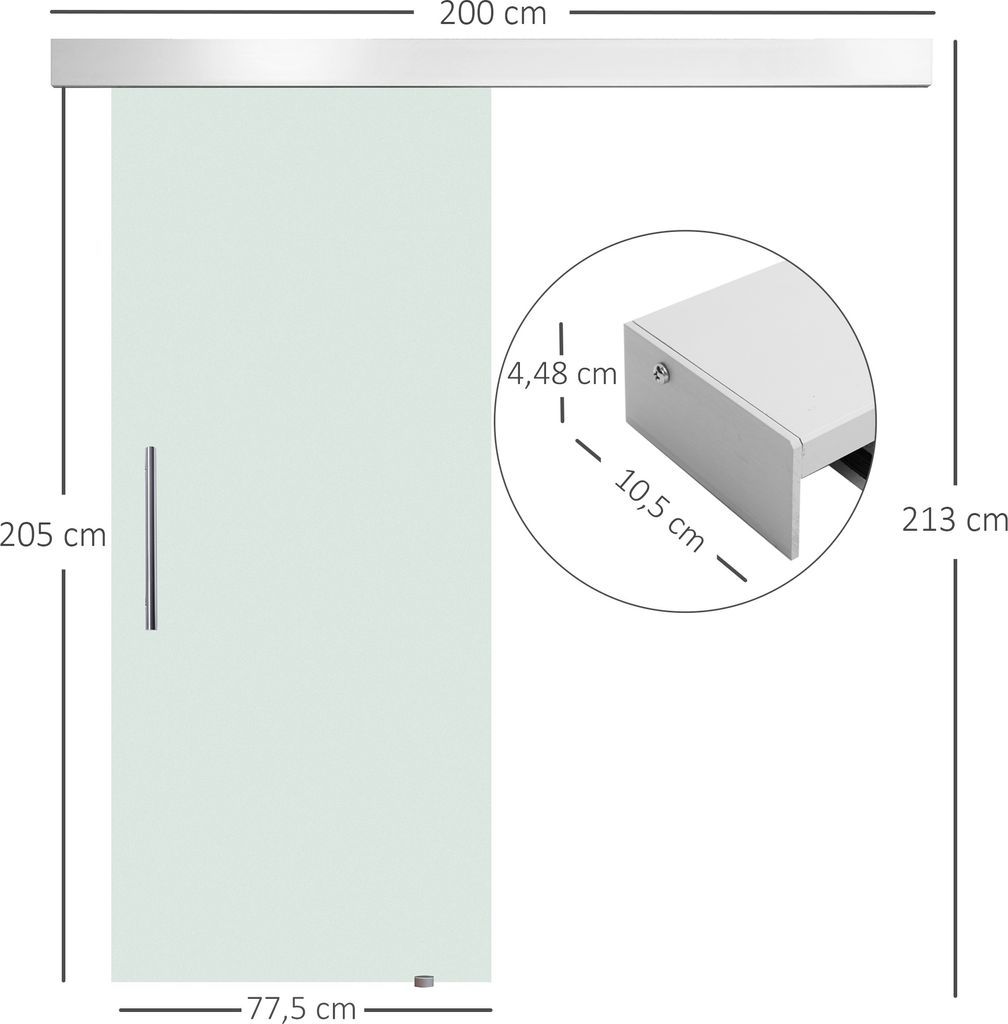 HOMCOM Glasschiebetür Schiebetür Tür Zimmertür mit Produktbild 3