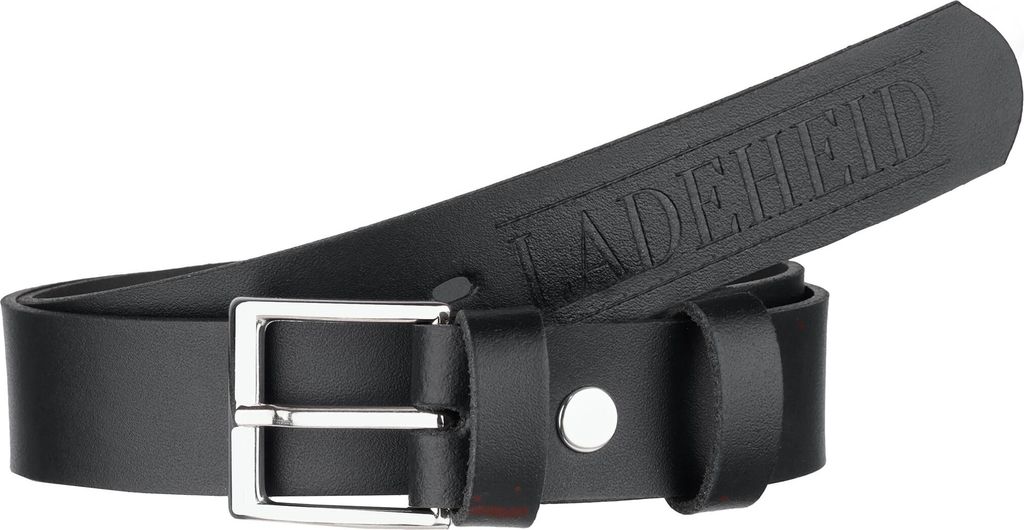 Ladeheid Kinder Gürtel Ledergürtel 2,5 cm Breit K1D5 (Schwarz-1 /Logo-2, 80 cm)