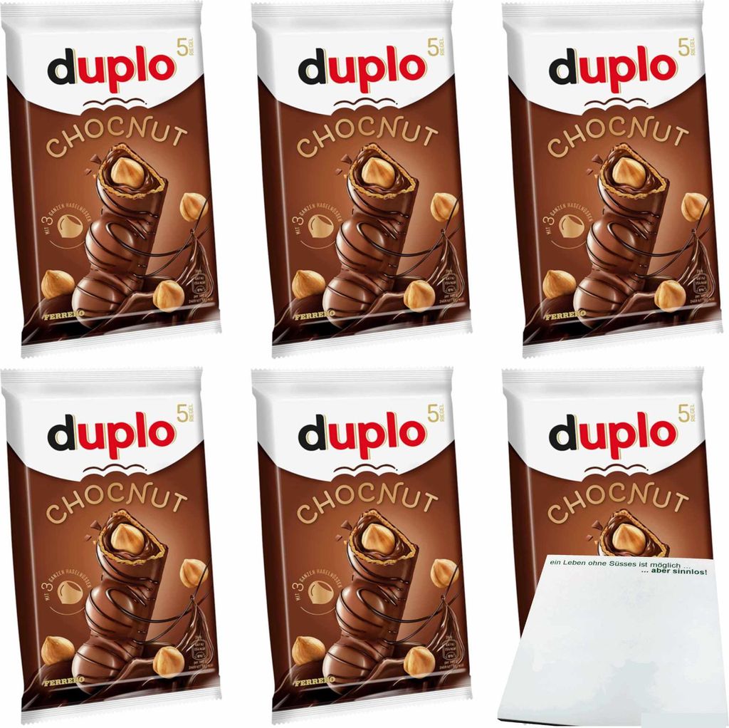 Duplo Chocnut mit ganzen Haselnüssen 6er Pack (6x130g Packung) + usy Block
