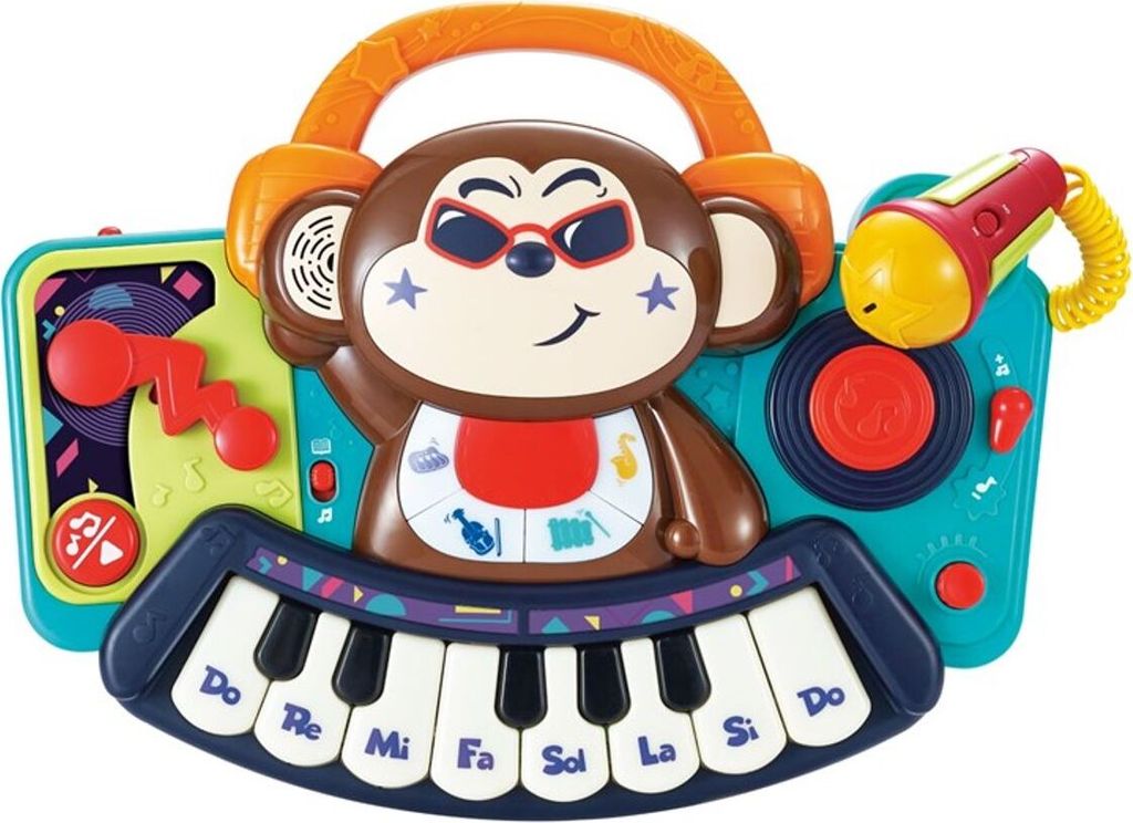 Moni Musikspielzeug Keyboard DJ Monkey 3137 Melodien, Tasten, Licht, Mikrofon bunt
