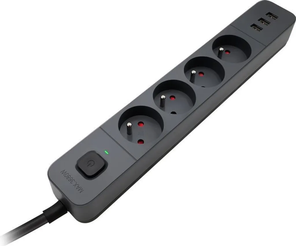 Multiprise de bureau Defender SFS 135 : 4 prises et 3 ports USB - 5m