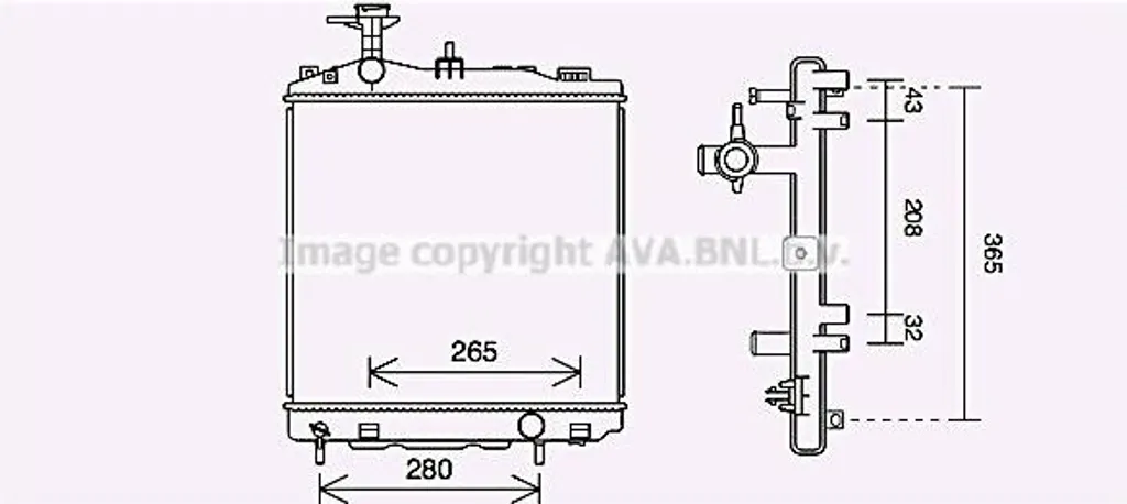 AVA MT2266 Radiateur moteur aluminium pour Mirage - OE 1350A801