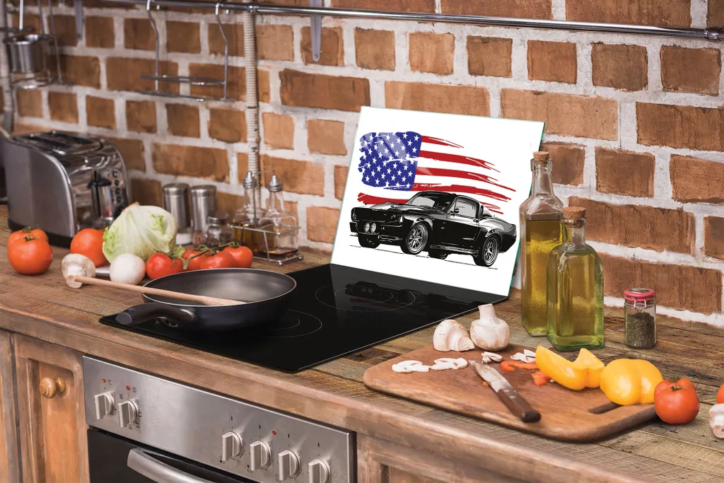Idea Regalo: Tagliere Vetro 30x22 Bandiera Auto - Piastra Copriforno Chic - 8