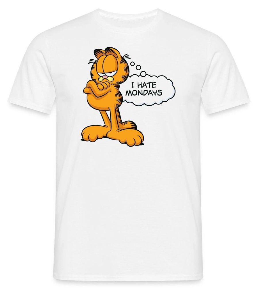 Spreadshirt Garfield Ich Hasse Montage Mondays Montag Männer T-Shirt, XXL, Weiß