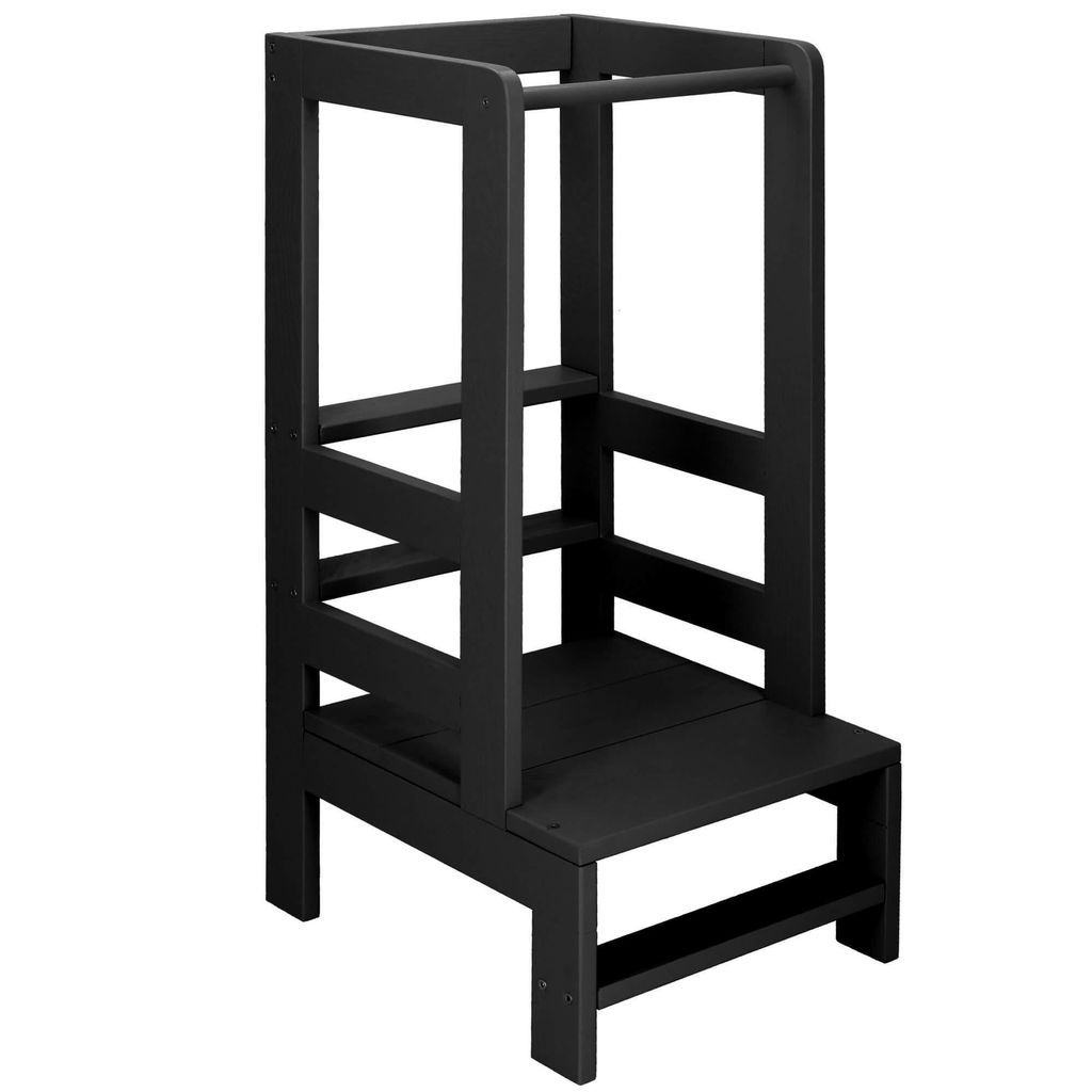 Springos Lernturm Küchenhelfer für Kleinkinder 3 Ebene Plattform Massivholz Treppenhochstuhl Selbstmontage Höhenverstellbar für Küche Badezi...