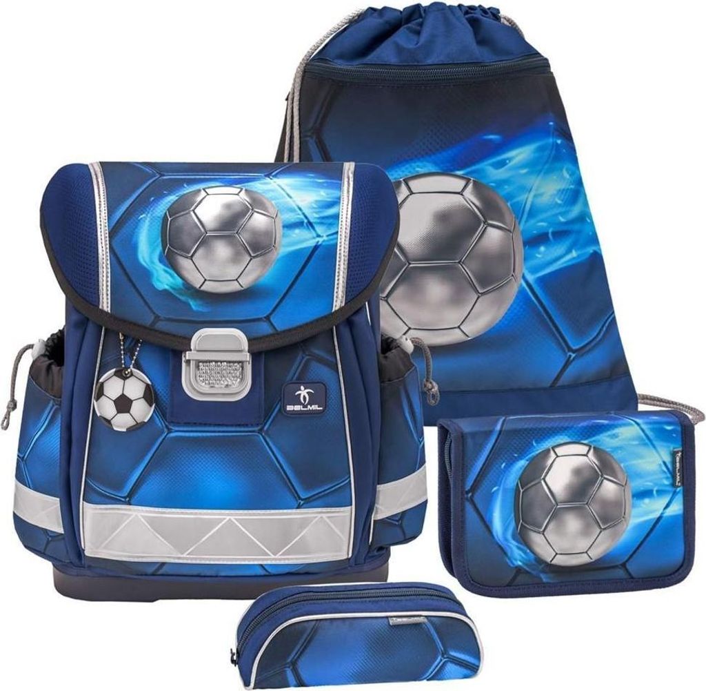 Belmil Classy ergonomisches Schulranzen-Set 4-teilig "Football 4" mit Brustgurt