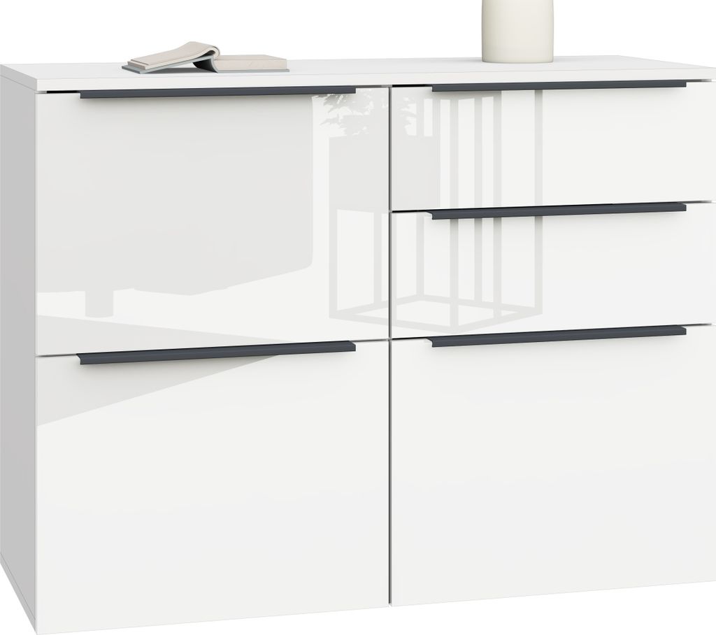 Kommode "Tom" 3-türig weiß-glänzend Produktbild 
