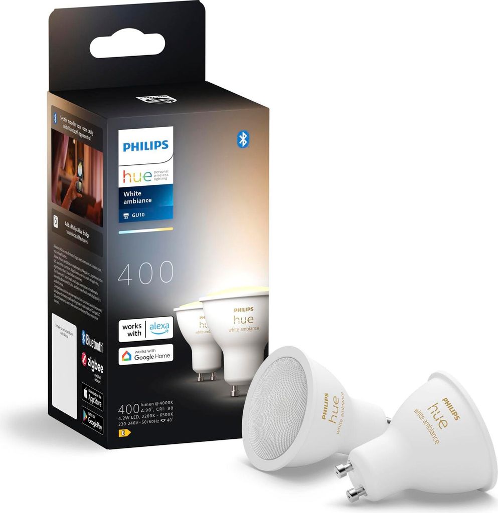 Hue White Ambiance GU10 400lm confezione da 2 pezzi Immagine del prodotto 