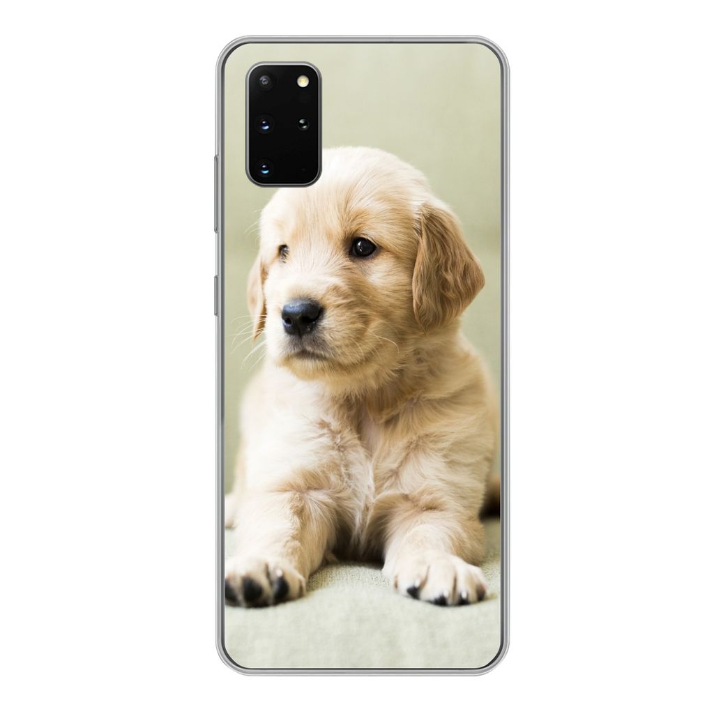 MuchoWow Handyhülle Schutzhülle Hülle für Samsung Galaxy S20 Plus Golden Retriever Welpe auf dem Sofa liegend Silikon Softcase Handy Hülle -...