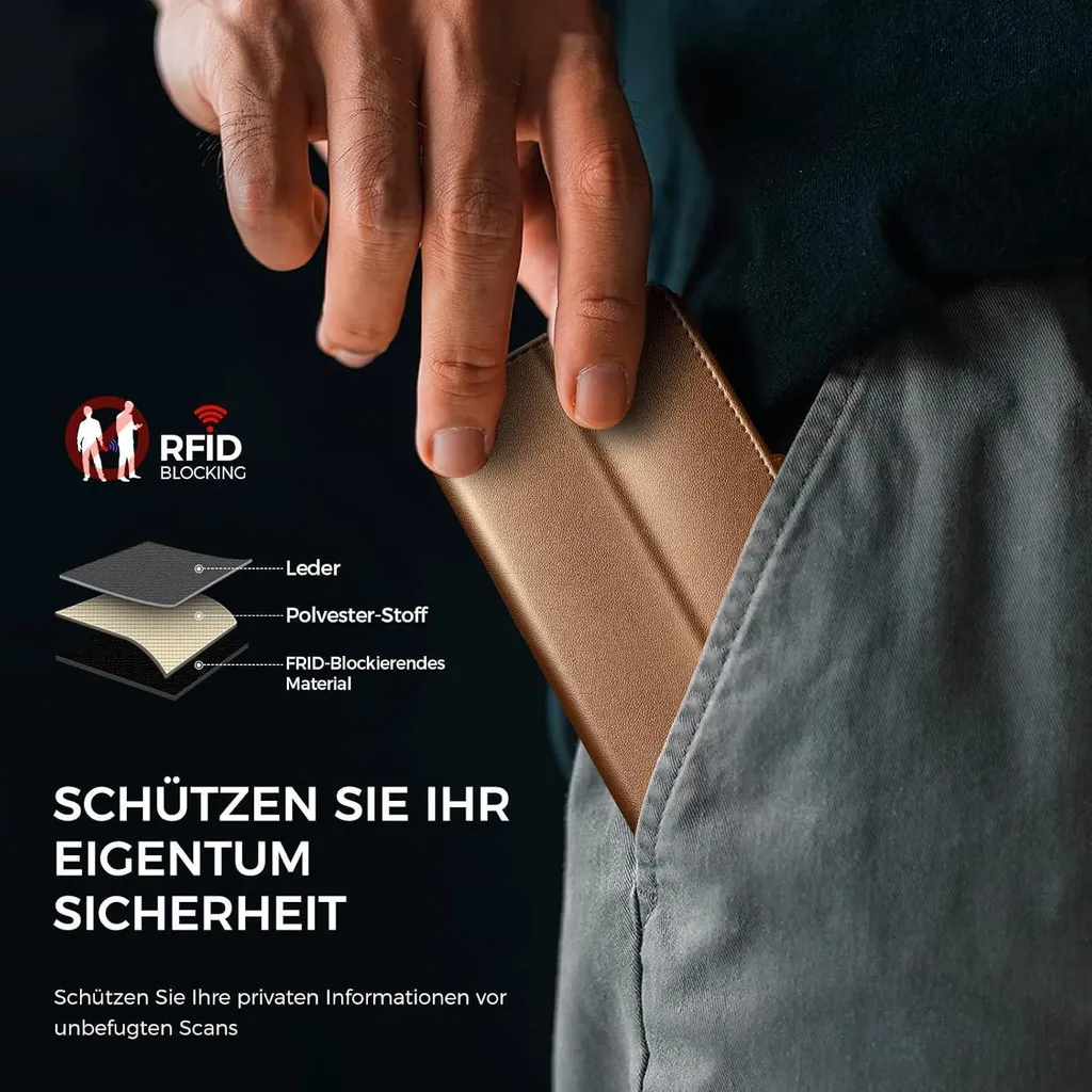 Cover iPhone 15 EASDNB Flip Case: Pelle, RFID e Supporto Integrato - 4