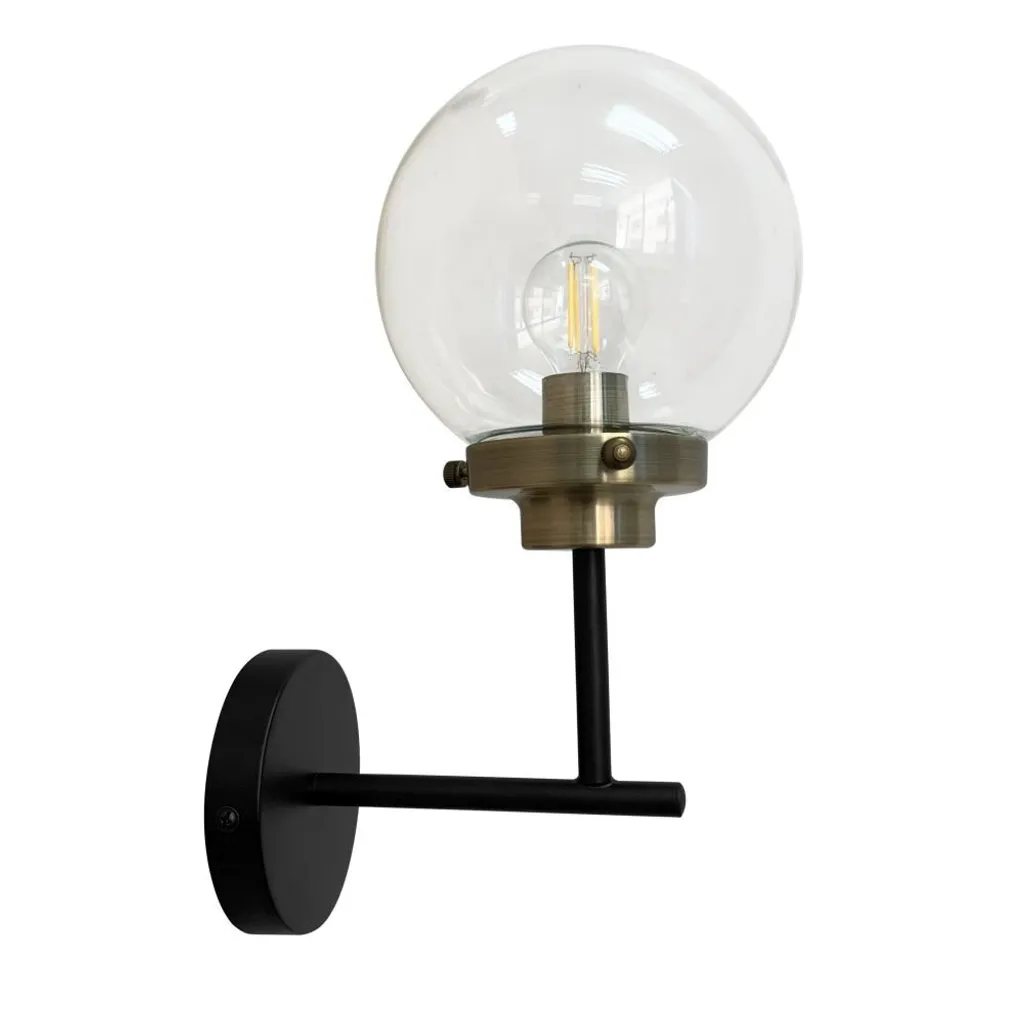 Applique murale vintage E14 Lentille noire patinée décorative métal