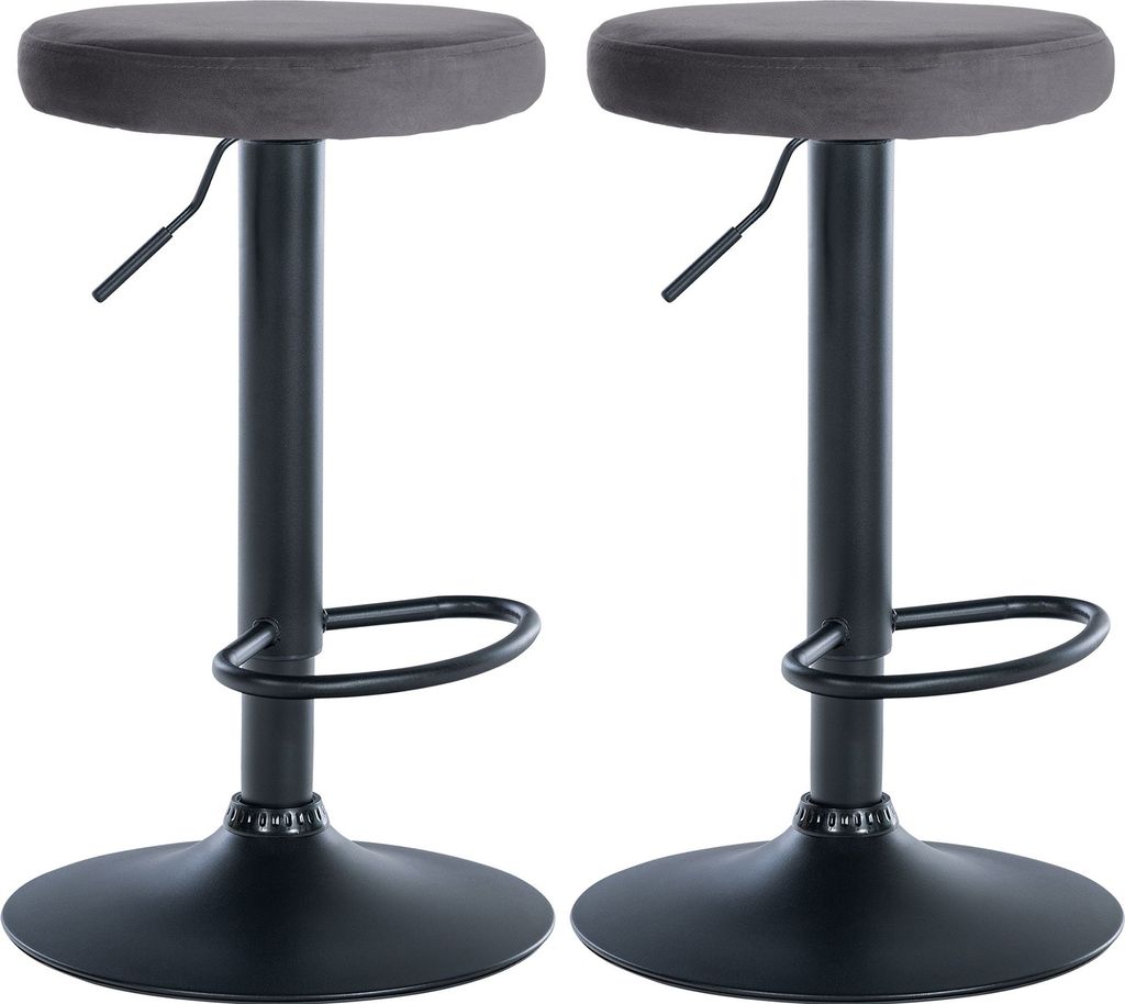 2er Set Barhocker HLO-CP291 Samt schwarz dunkelgrau