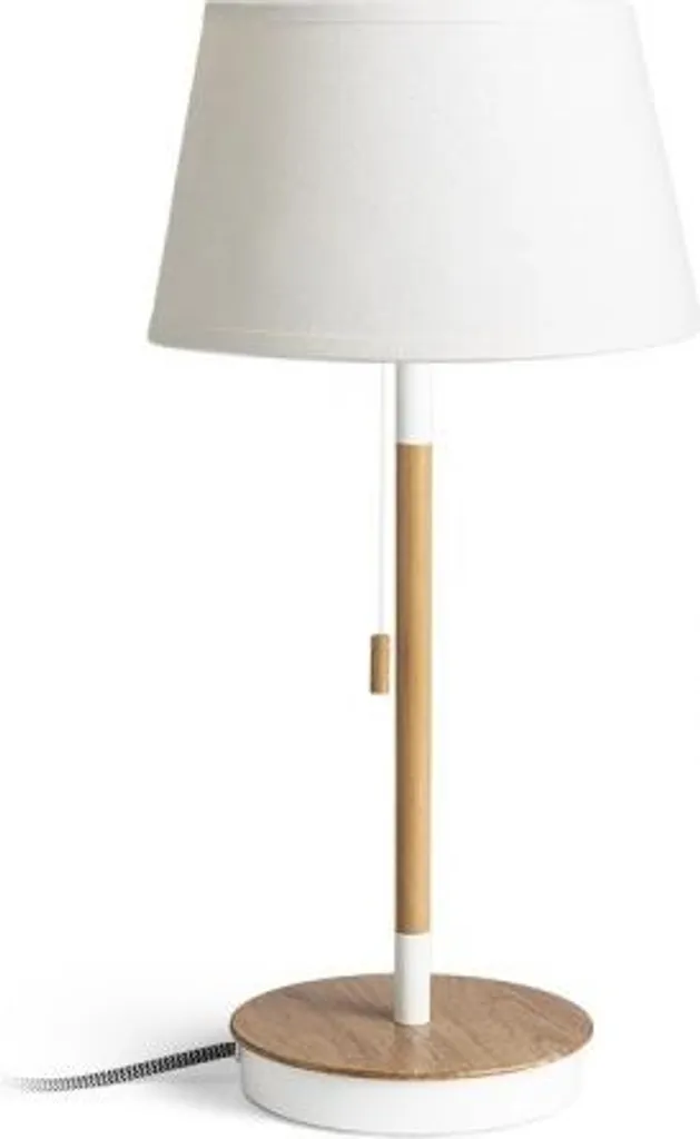 Keith/Alvis 24 Lampada da Tavolo USB Faggio Bianco Crema LED E27 11W