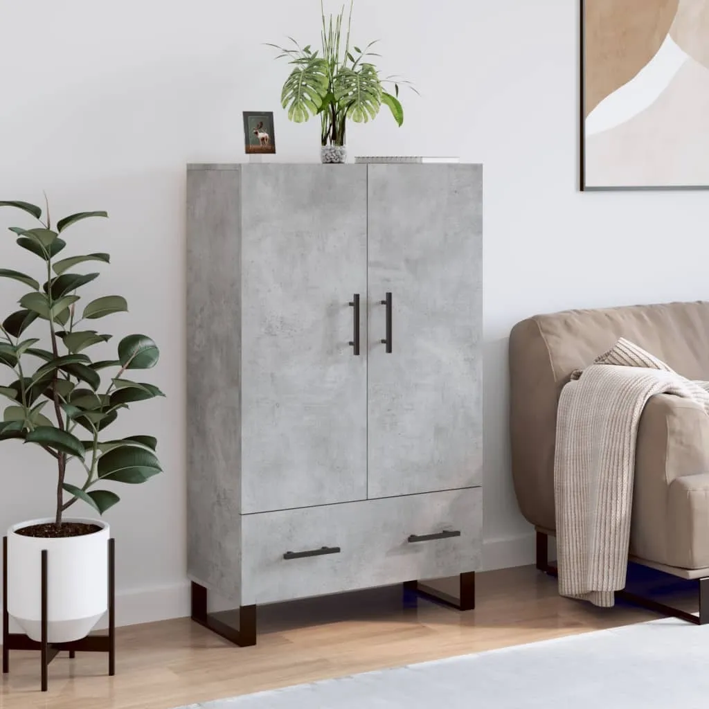 Credenza Alta Grigio Cemento in Legno Multistrato 69,5x31x115 cm