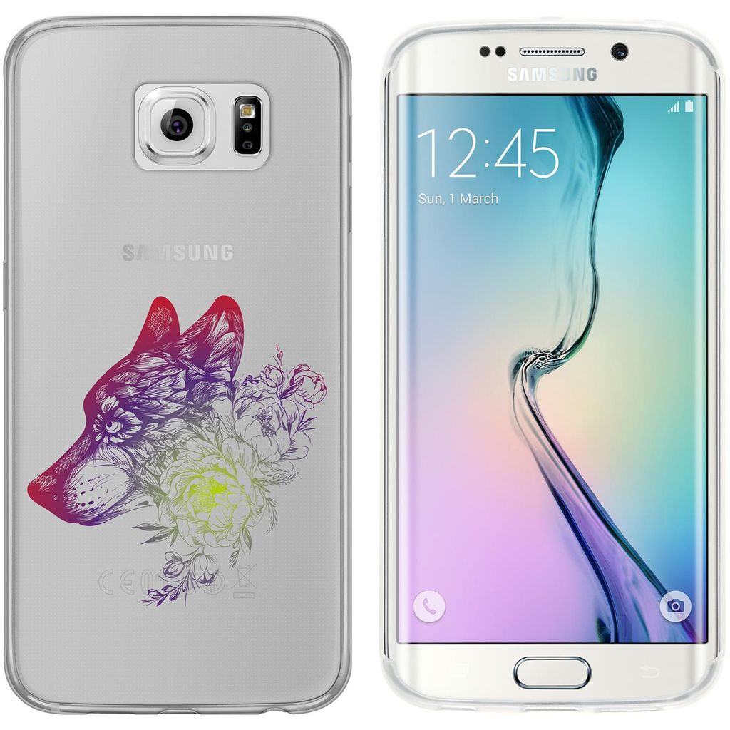 PhoneNatic Case kompatibel mit Samsung Galaxy S6 Edge Silikon-Hülle Floral Wolf M3-5