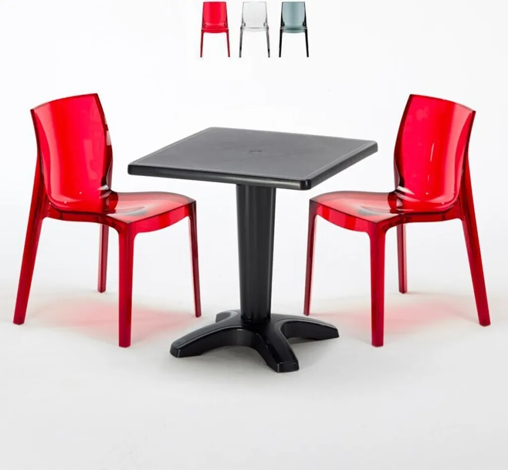 Petit ensemble repas balcon table carrée et 2 chaises design italien - 5