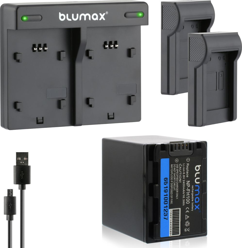 1x Akku + Lader für Sony NP-FH100 NP-FH40 NP-FH50 NP-FH60 NP-FH70 2400 mAh