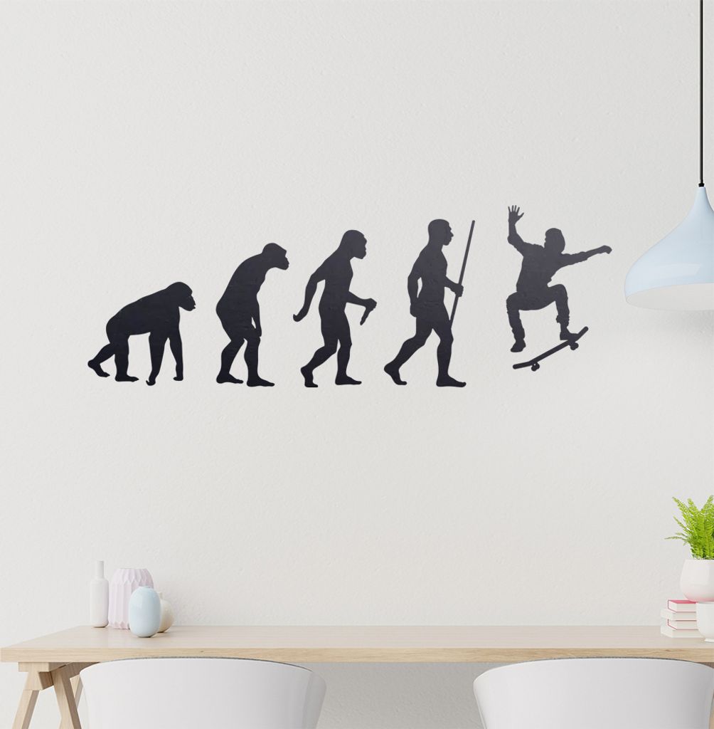 Skateboard Skaten Evolution Wandtattoo Wandaufkleber Wall Sticker - Dekoration, Küche, Wohnzimmer, Schlafzimmer, Badezimmer