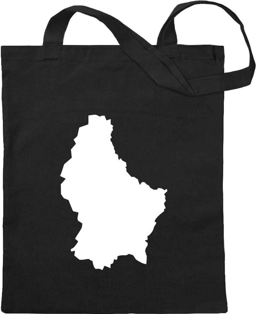 Kiwistar - Baumwolltasche - schwarz - Luxemburg Umriss Kontur - Tragetasche Stoffbeutel Umhängetasche Langer Henkel