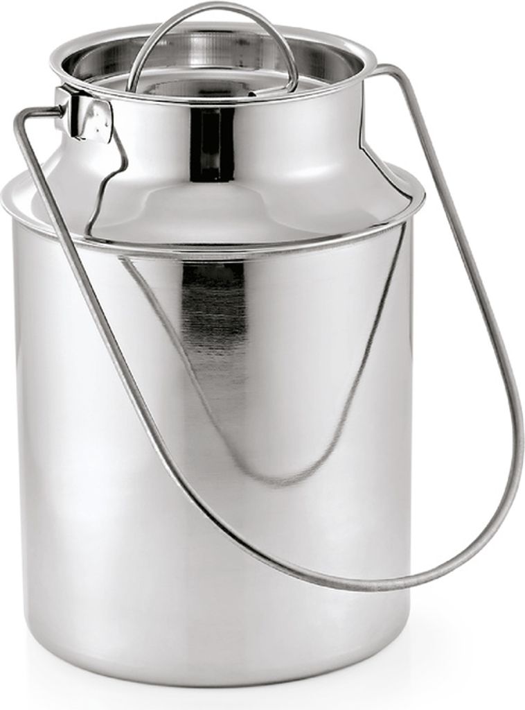 5x Transportkanne Mit Tragebügel und Steckdeckel, 5,5 L, Chromnickelstahl, silber