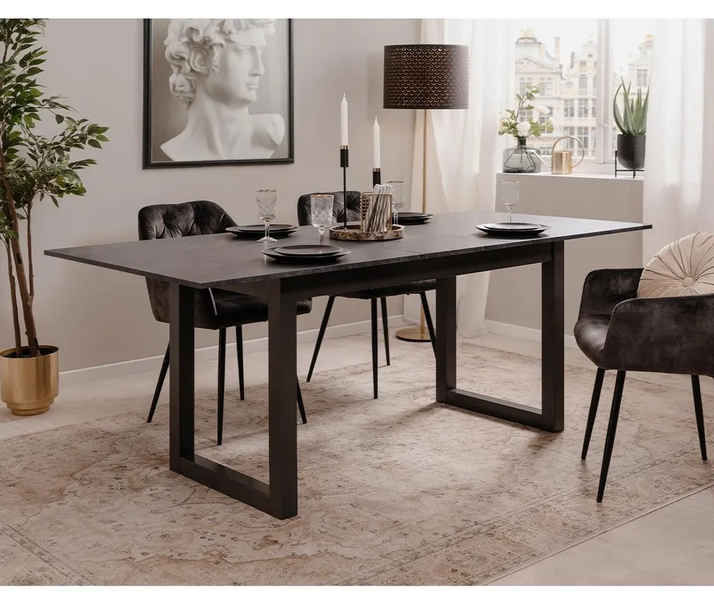 Table à manger extensible Austin anthracite effet ardoise L160/200 cm - 4