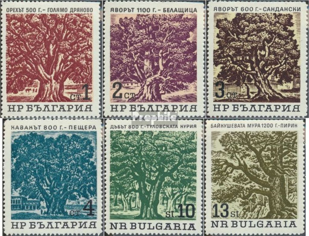 Briefmarken Bulgarien 1964 Mi 1502-1507 (kompl.Ausg.) postfrisch Alte Bäume