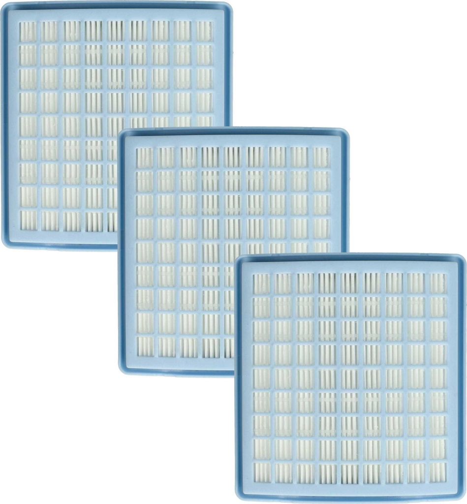 vhbw 3x Staubsaugerfilter kompatibel mit Miele S163 Mondia 1200, S163 Parkett & Co Mini1400, S164 Staubsauger - HEPA Abluft-Filter Weiß Hellblau