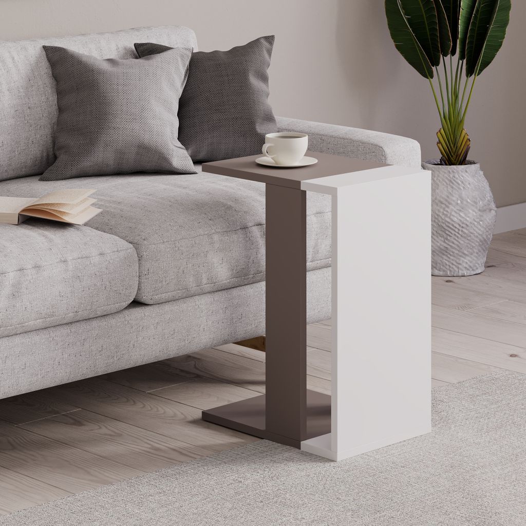 DECORTIE Zetti C-Modell Tisch - Weiß+Helles Mokka 40 x 30 x 57 cm