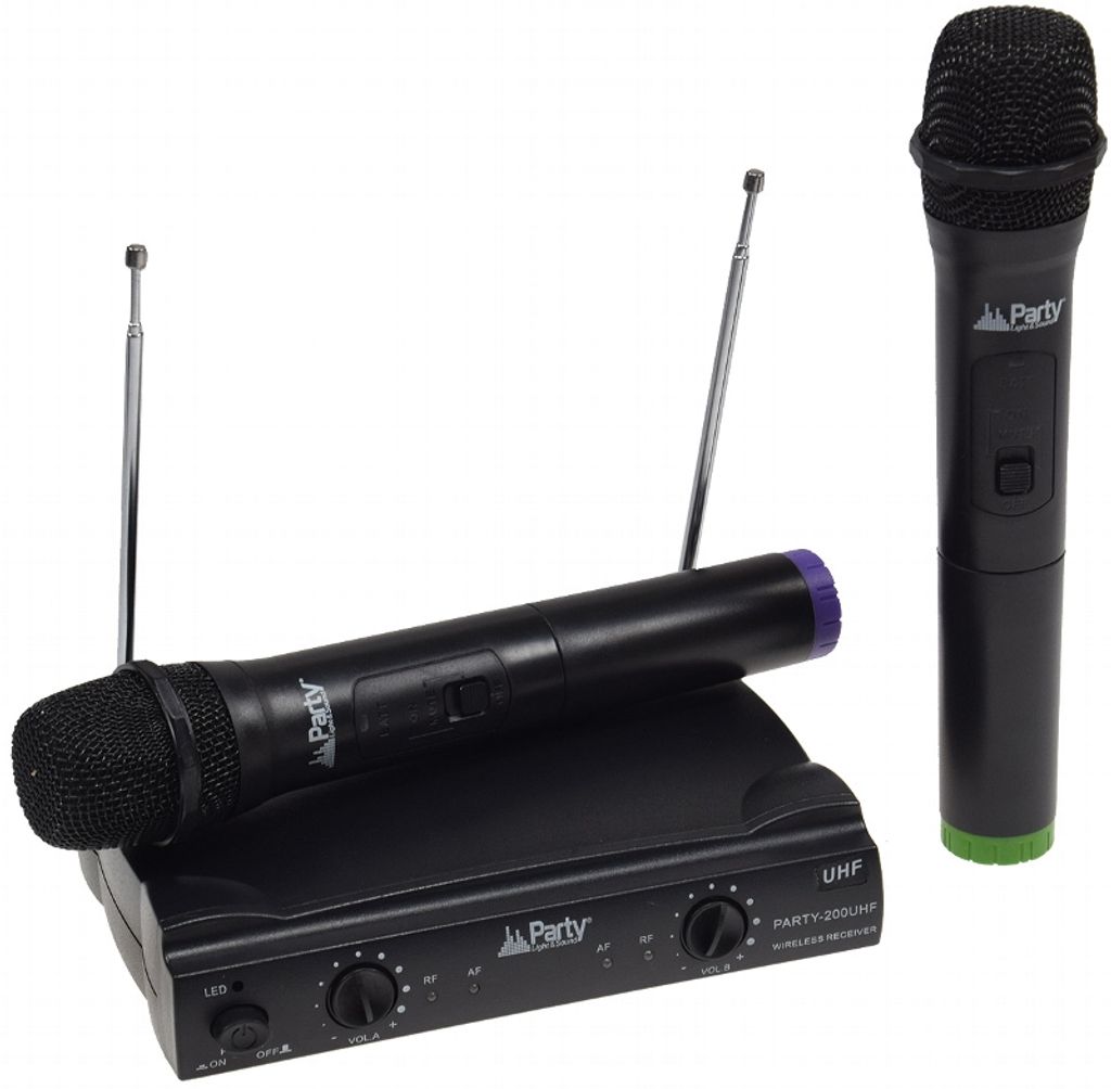 2X VHF Mikrofon Set Funkmikrofon Wireless Microphone USB 2 Kanal Mit Empfänger 
