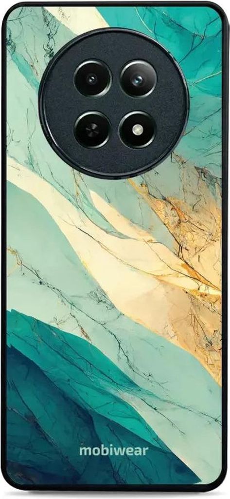 Handyhülle für Realme 12 5G, Mobiwear Glossy Case, Türkis-Marmor