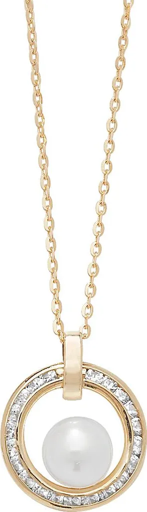 Collier de Mariage ou Soirée en Or 375, Perle d'eau douce et Zirconium