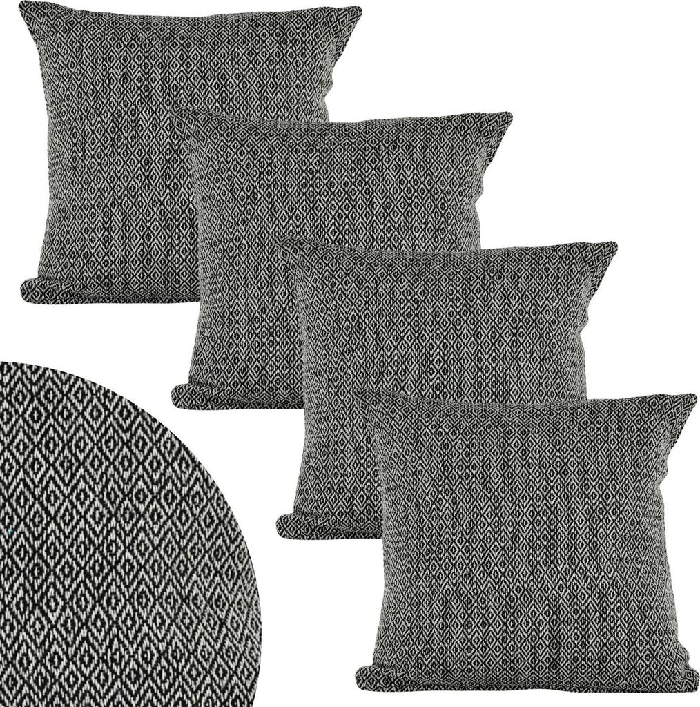 Marrakesch 4er Set Kissenbezug Kissen 40x40 cm groß | Sofakissen Kuschelkissen aus Baumwolle als Wohnzimmer Deko auf dem Sessel & Sofa | Dekokisse...