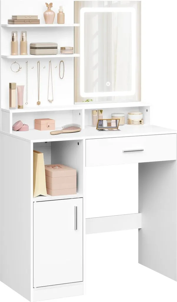 Coiffeuse console de chambre blanche 80 cm idéal petit espace et bureau