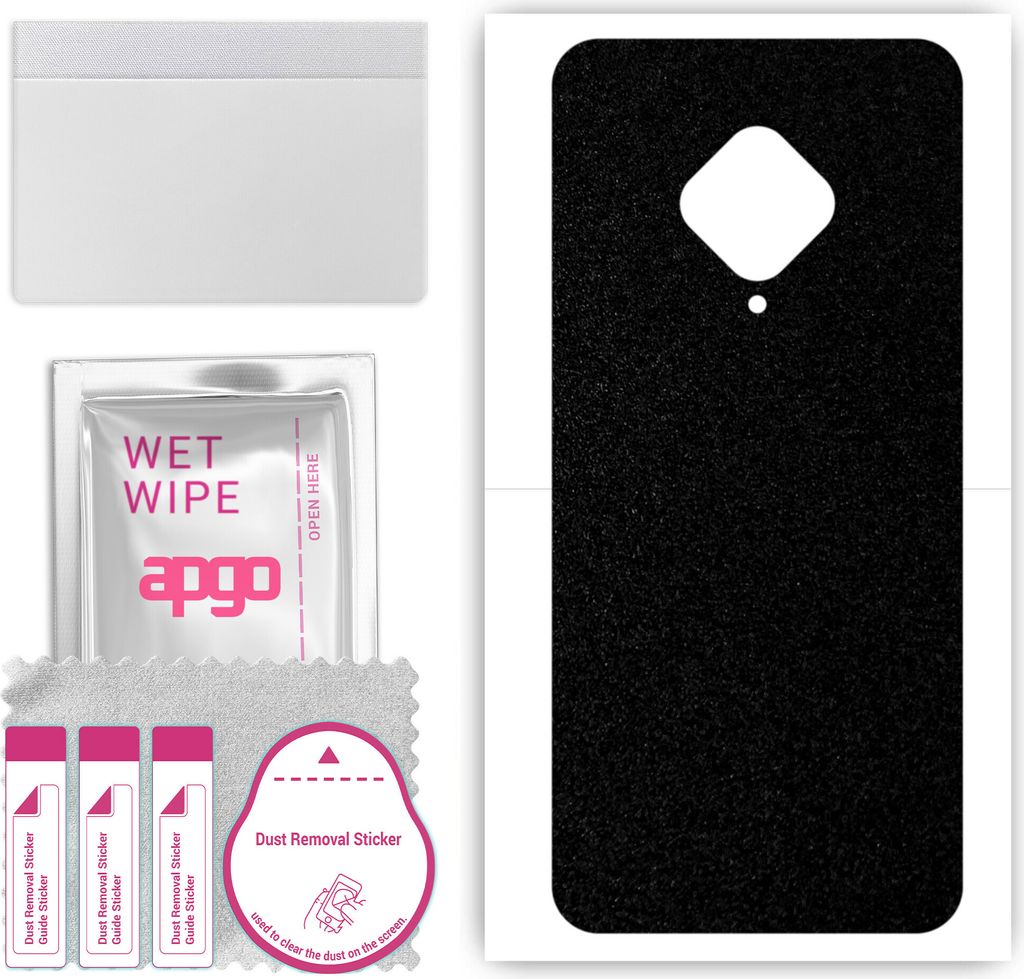 apgo Rückseite Schutzfolie, Skin, kompatibel mit vivo S1 Pro, Hinten Displayschutzfolie aus Vinylfolie, kratzfest, einfache Montage - Mattschwarz