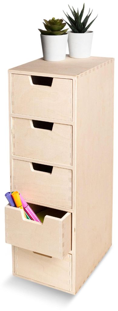 Creative Deco Mini Houten Kist met 5 laden, 15 x 20,5 x 47 Productafbeelding 