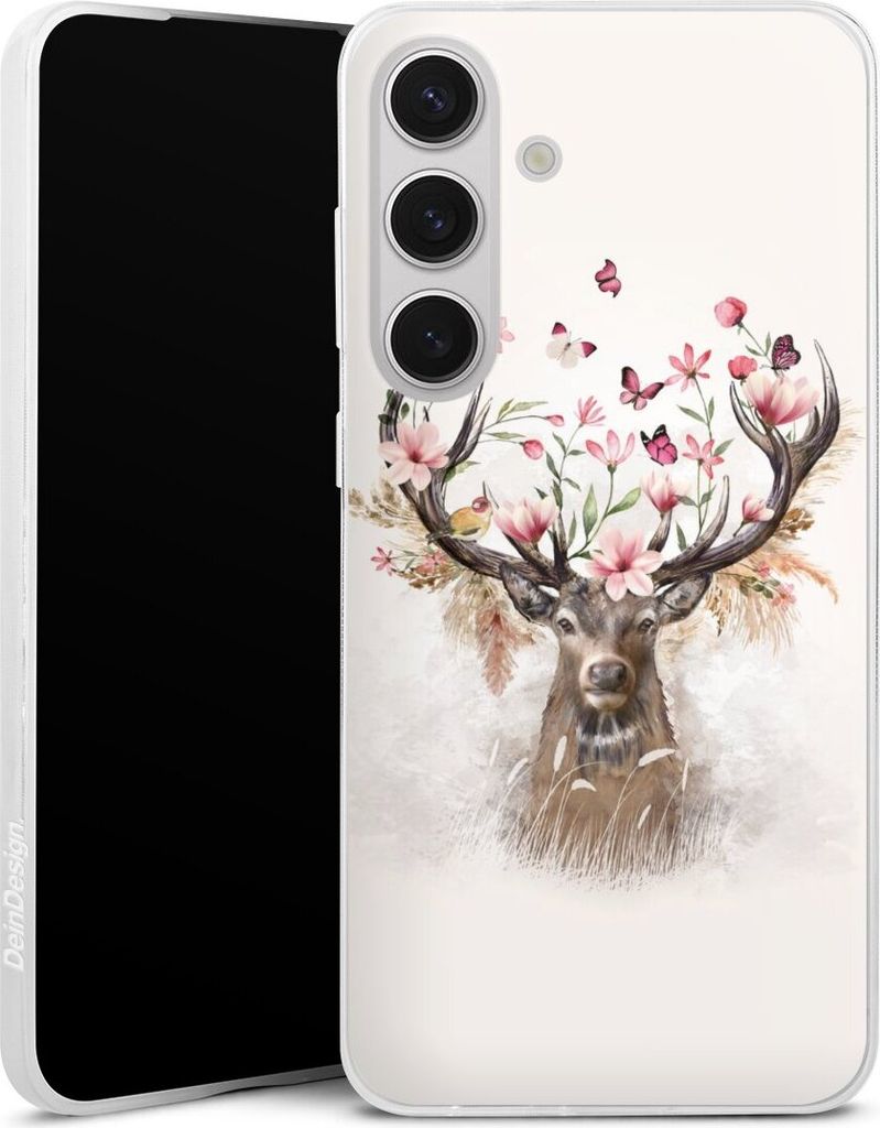 DeinDesign Slim Hülle für Samsung Galaxy S25+ Silikon Case Ultra Dünn Handyhülle Blumen Hirsch Tiere
