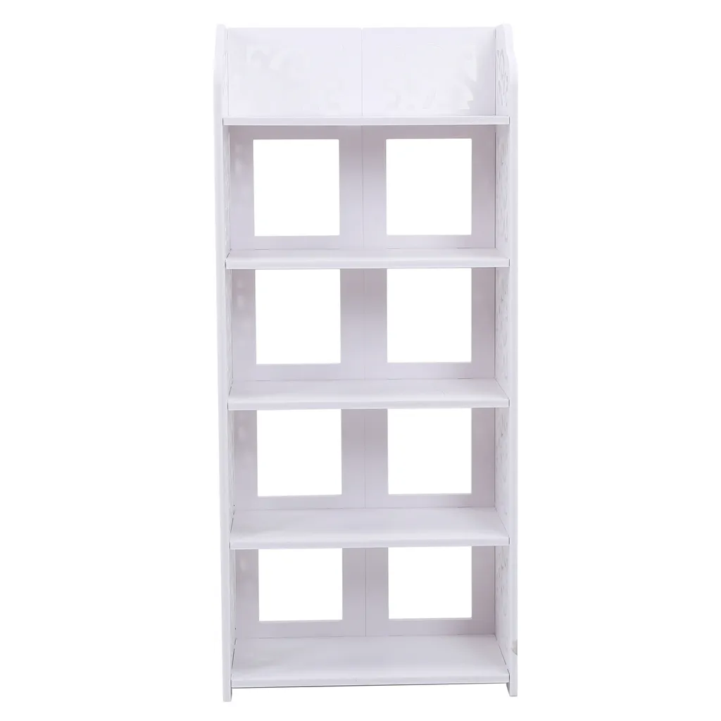 Étagère à chaussures évidée blanche à 5 niveaux pour entrée moderne