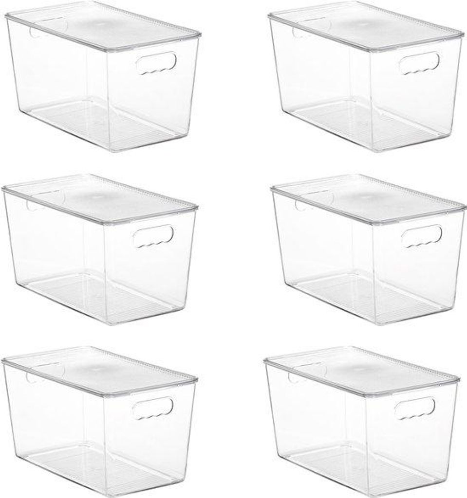 Azomor Set von 6 XL Transparenten Aufbewahrungsbehältern mit Deckel für Küchenorganisation