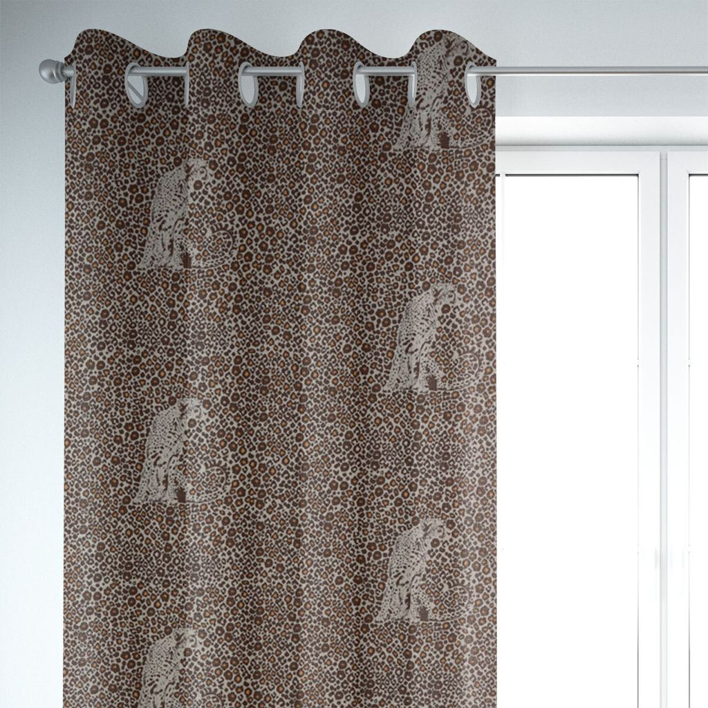 SCHÖNER LEBEN. Vorhang Leinenlook Leoparden natur braun 245cm Aufhängung Ösen