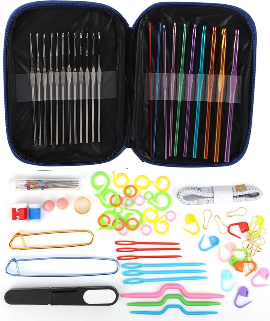 100PCS Häkelnadeln Set TPR Griff Stricknadeln DIY Handwerk Nähwerkzeuge